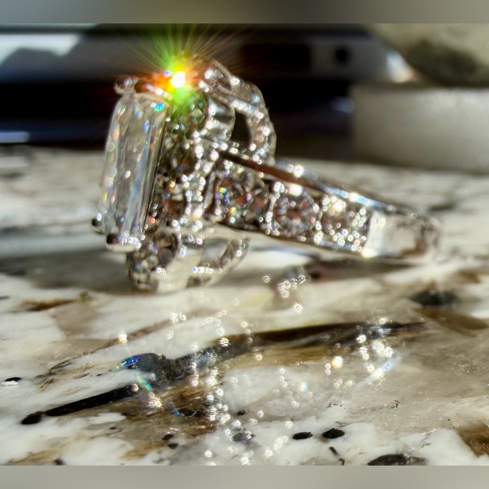 NVC Nataliya V Collister Avon Silver Plated CZ Cocktail HALO Ring_Kyra_SZ 7 - Picture 4 of 10